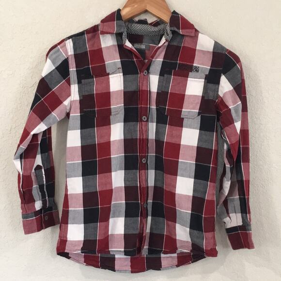 Kenneth Cole Reaction Boy Sz 8/10 Checkered Button Shirt 100%‎ Cotton - Picture 1 of 8